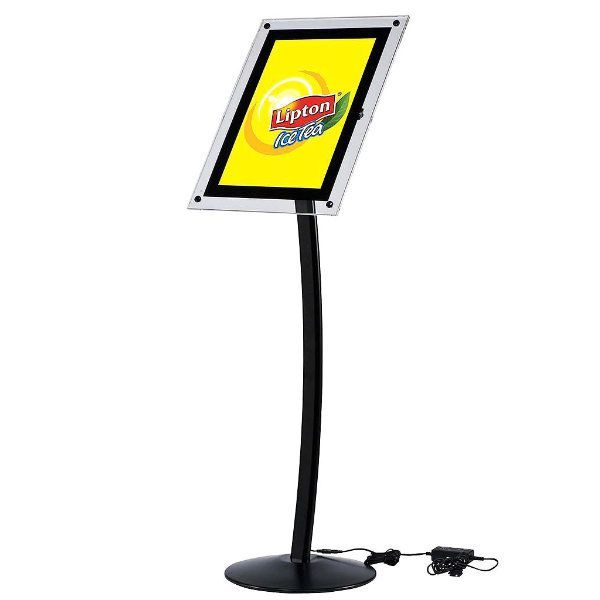 11x17 Curved LED Floor Sign Stand & Menu Stand Black