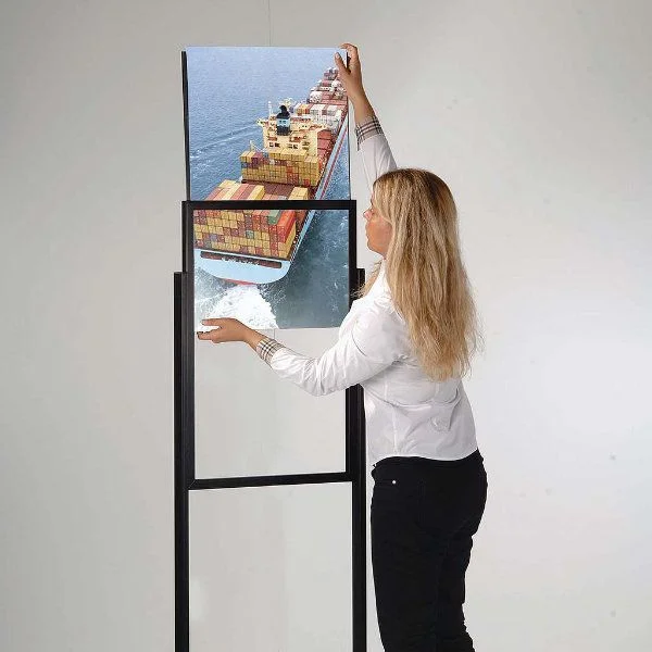 18"w x 24"h Eco Poster Display Stand Black 2 Tiers Double Sided