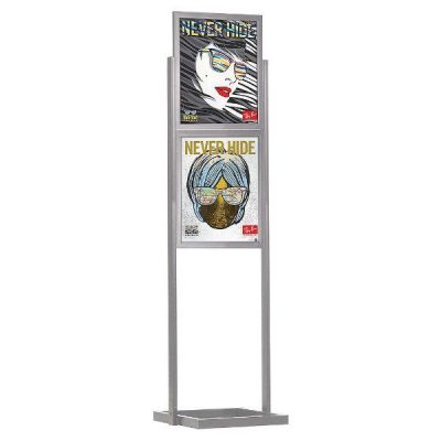 18"w x 24"h Eco Poster Display Stand Silver 2 Tiers Double Sided