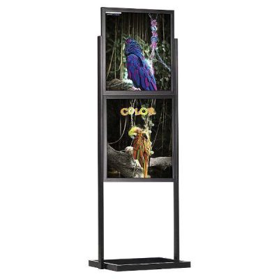 22"w x 28"h Eco Poster Display Stand Black 2 Tiers Double Sided