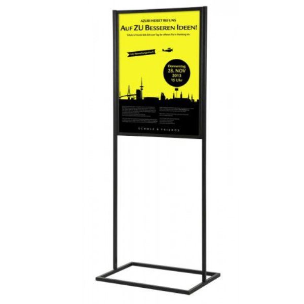Eco Info Board Floor Standing Heavy Duty Poster Sign Poster Size 2 Tiers Double Sided 22x28 Black 