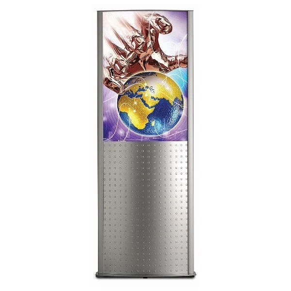 24"w x 36"h Deco Totem Poster Display Stand Silver Double Sided