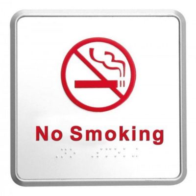 5" x 5" No Smoking Sign with Braille - Aluminum