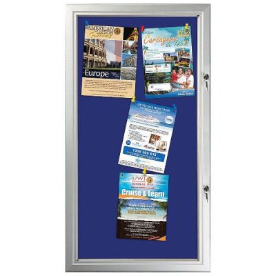 6x(8.5"w x 11h") Blue Felt Enclosed Bulletin Board Outdoor Use