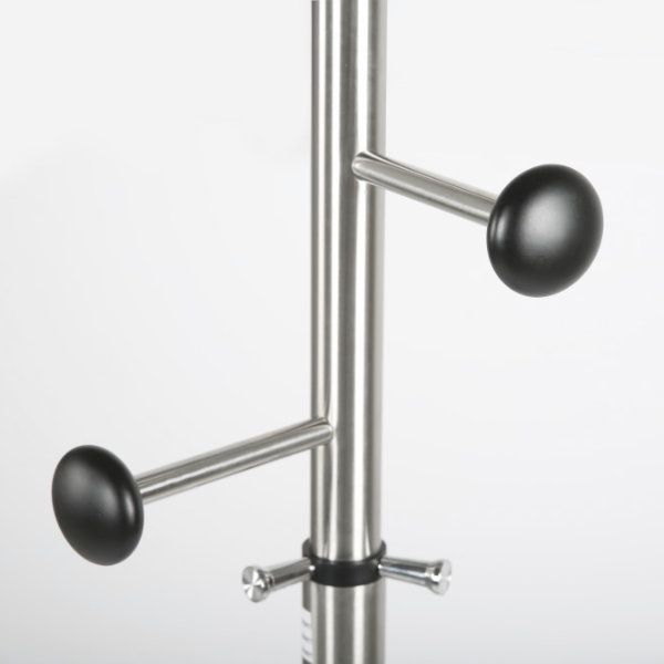 Brushed steel store coat stand