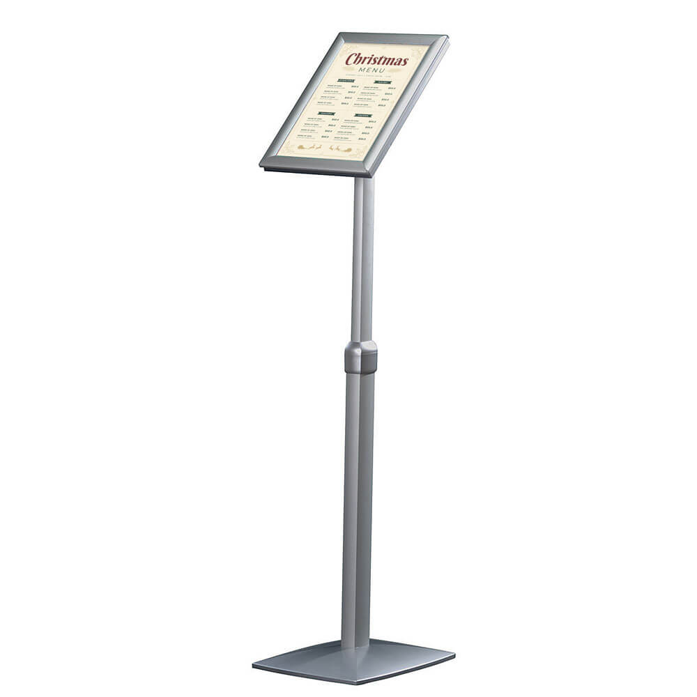 Heavy Duty Pedestal Poster Sign Stand Adjustable Aluminum Snap Open Frame 8.5x11 