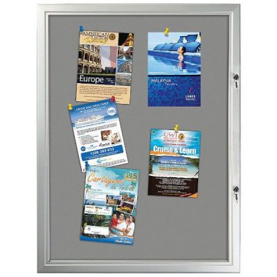 9x(8.5"w x 11h") Grey Felt Enclosed Bulletin Board Outdoor Use