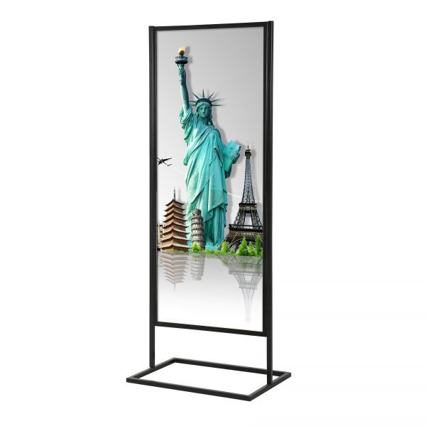 22″w x 70″h Metal Poster Display Stand with Tier Black – Displays Outlet  – Online Display Signs Retailer