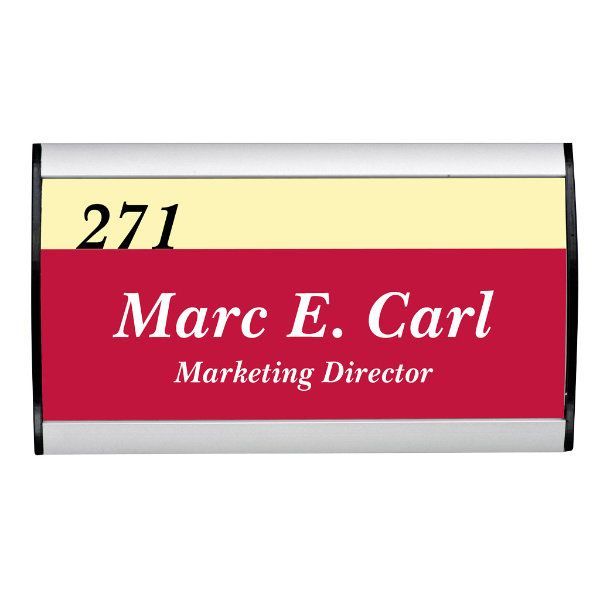 Curved Wall Office Door Sign Holder Aluminum Name Plate with Adhesive Tape Anti Glare Cover 8×3
