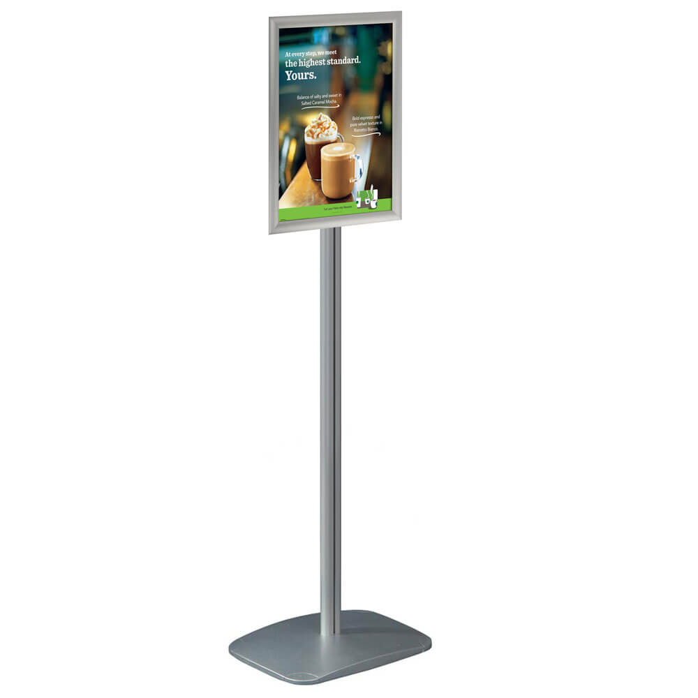 Poster Stand Aluminum Snap Open Frame for 11x17 Inches with Heavy Round Base SCZS Adjustable Pedestal Sign Holder Stand Floor Sign Stand Both Vertical and Horizontal Sign Displayed 