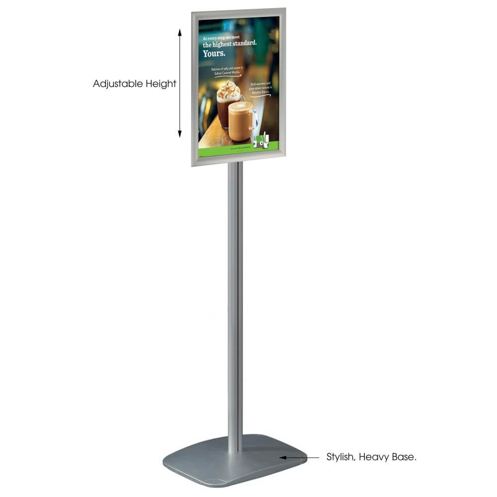 11×17 Adjustable Menu Board & Floor Sign Stand 1″ Silver Displays