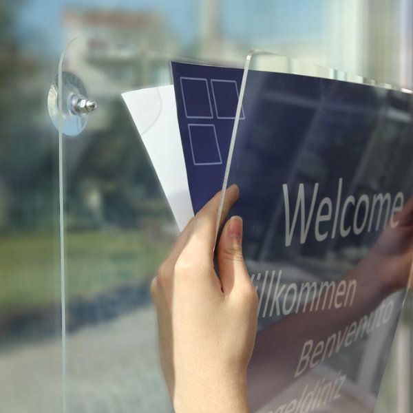 11″w x 17″h Acrylic Clear Sign Holder Portrait For Window Displays