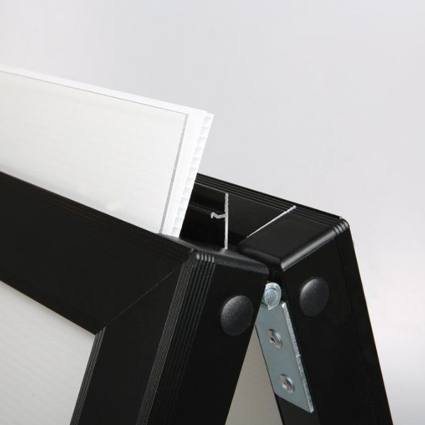 Outdoor A-Frame Sidewalk Sign 22x28 Inch Sandwich Board, Black Coated Steel Metal Double-Sided