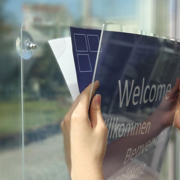 8.5"w x 11"h Acrylic Clear Sign Holder Landscape For Window