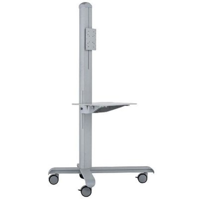 Tv Stand - Mobile Lcd Workstation Grey With Silver Shelf