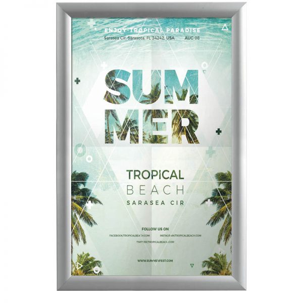 11x17 Weatherproof Snap Poster Frame - 1 inch Silver Profile
