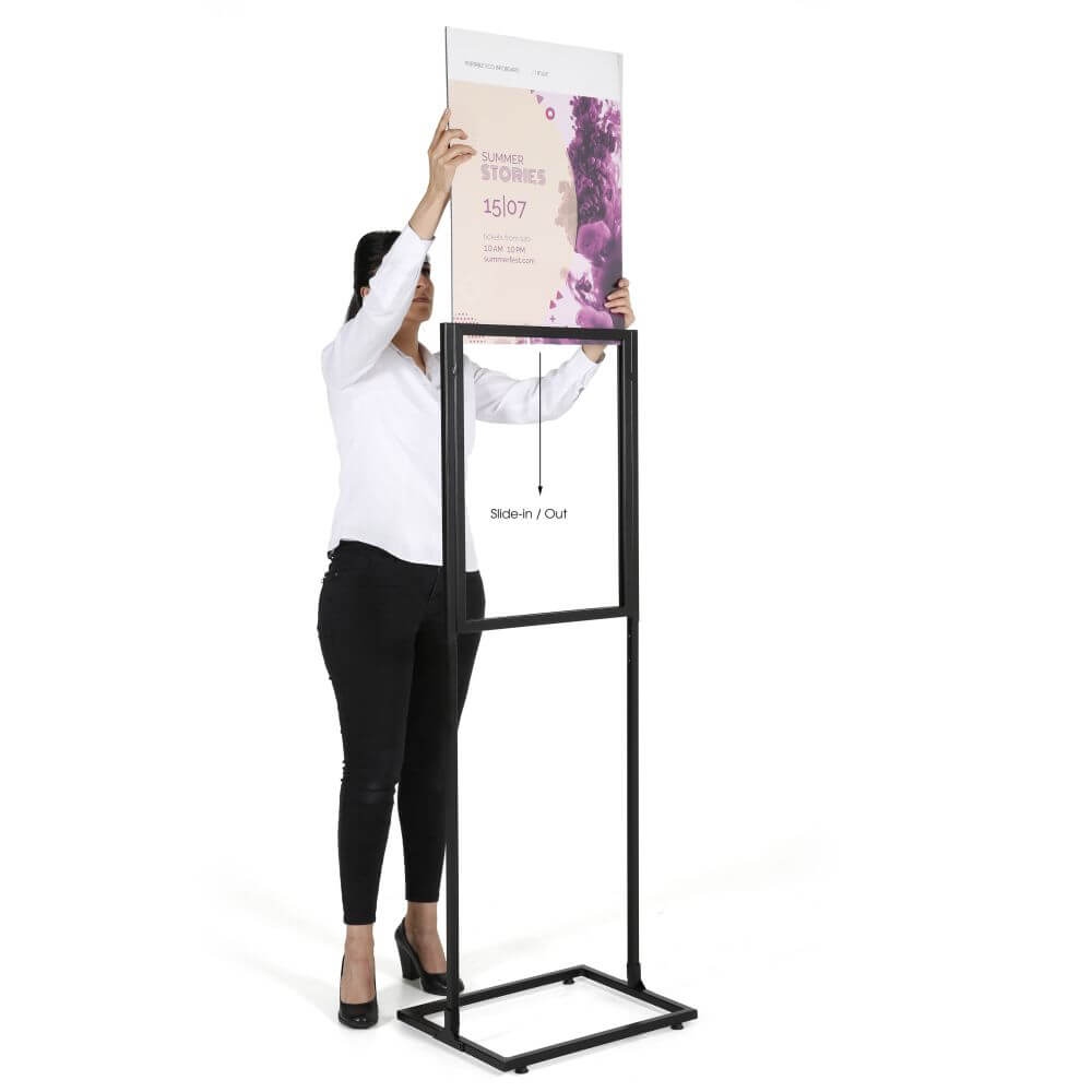 18w x 24h Metal Poster Display Stand With 1 Tier Black