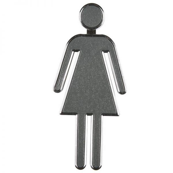 Chrome coated 3.94" high toilet sign women grey panel