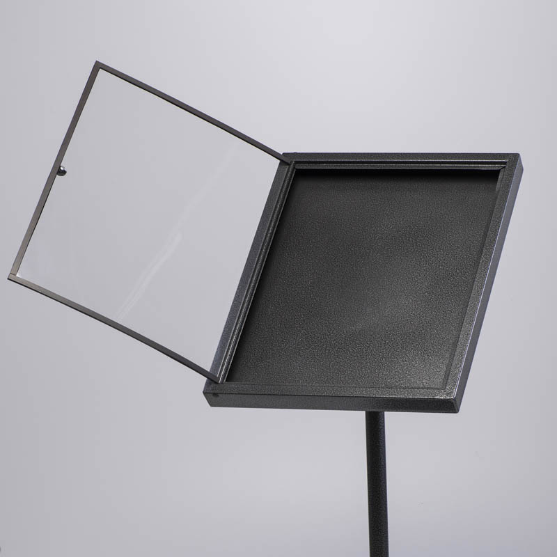 Metal Enclosed Bulletin Menu Board Pedestal Menu Holder 4x(8.5×11) Inch  Black with Gray Pattern Floor Standing – Displays Outlet – Online Display  Signs Retailer