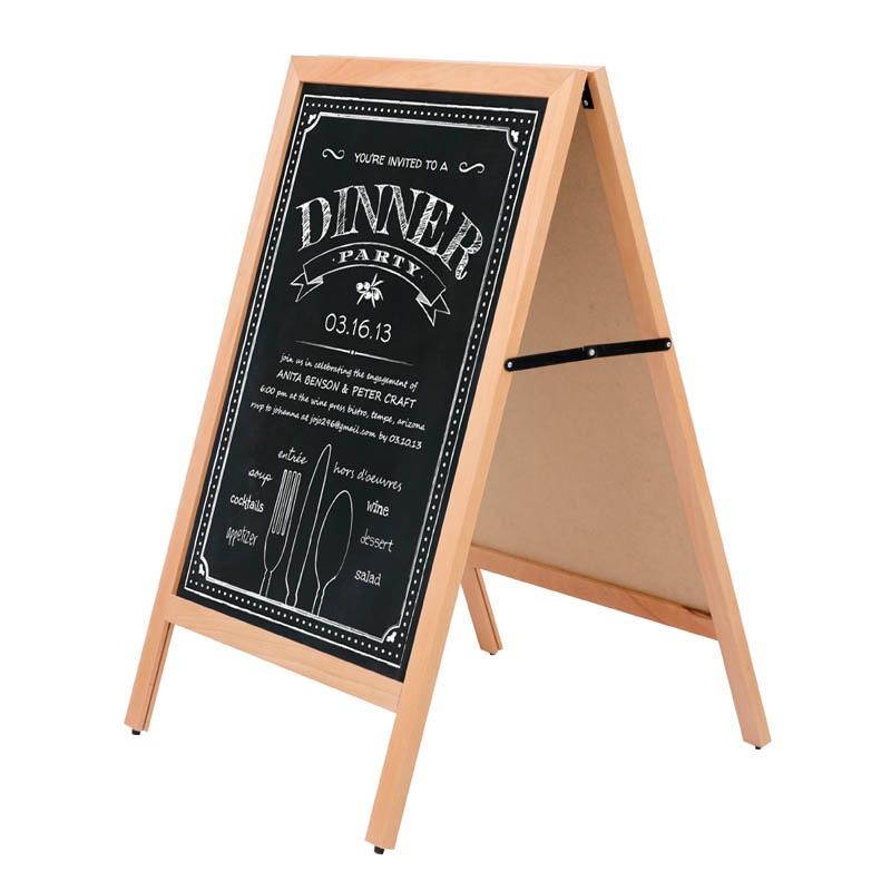 Double Sided Wood A-Frame Blackboard Heavy Duty Sidewalk Chalkboard Easel  Signs