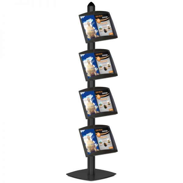 Free Standing Displays with 4 Shelves Single Sided Black 4 Channel
