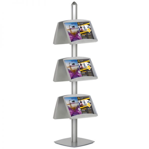 Free Standing Displays with 6 Shelves Double Sided Silver 4 Channel