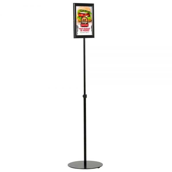 Floor-Sign-Stand-Holder-With-Telescoping-Pole-Black-Double-Sided-Slide-In-Frame-8.5x11