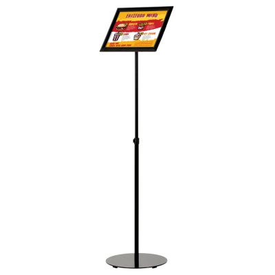 Floor-Sign-Stand-Holder-With-Telescoping-Pole-Black-Snap-Frame-11x17
