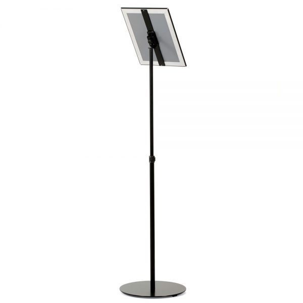Floor-Sign-Stand-Holder-With-Telescoping-Pole-Black-Snap-Frame-8.5x11-11