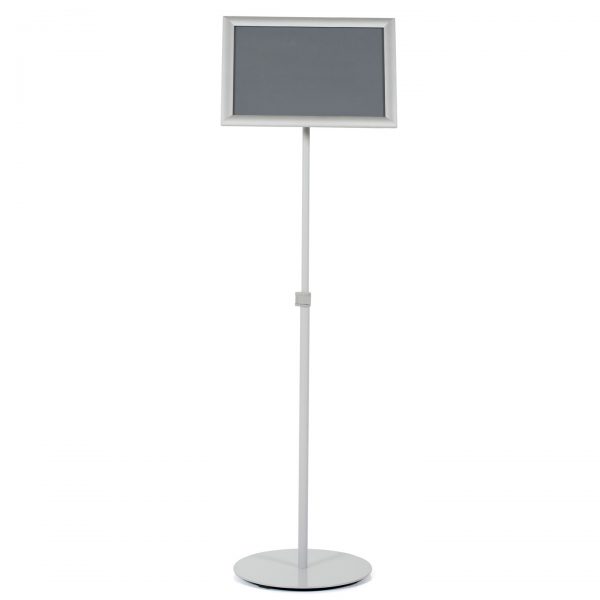 Floor-Sign-Stand-Holder-With-Telescoping-Pole-Silver-Snap-Frame-11x17