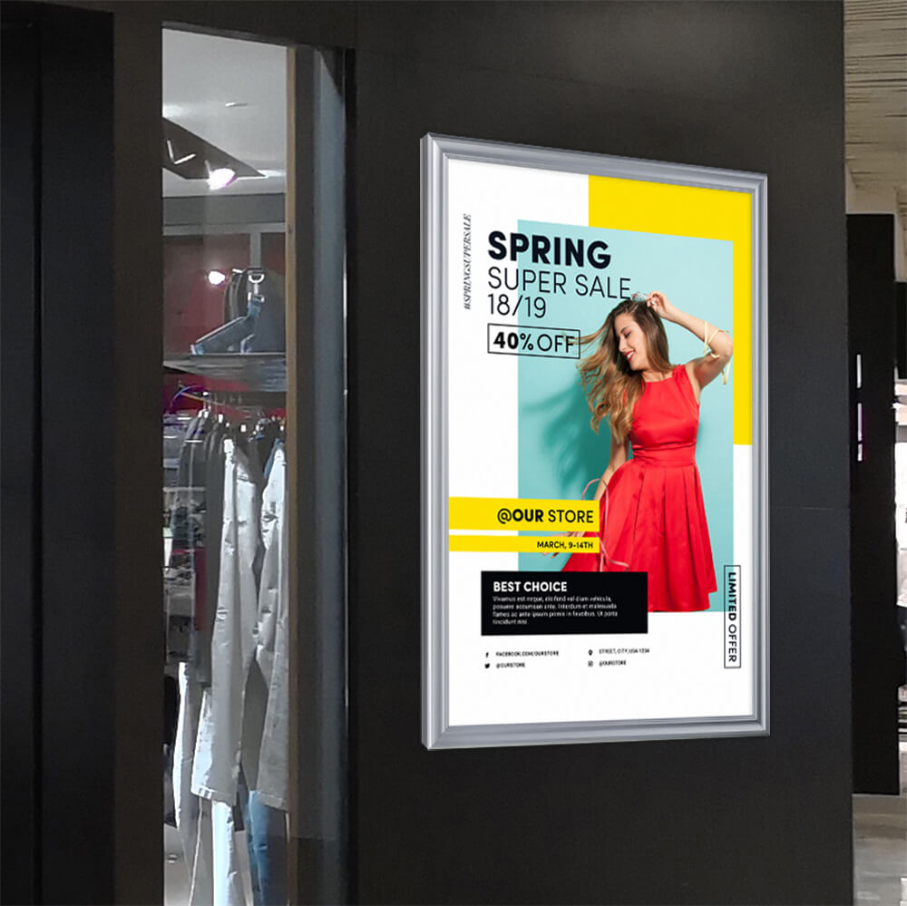 27×40 Fancy Snap Poster Frame 1.58 inch Silver Color Mitered Profile