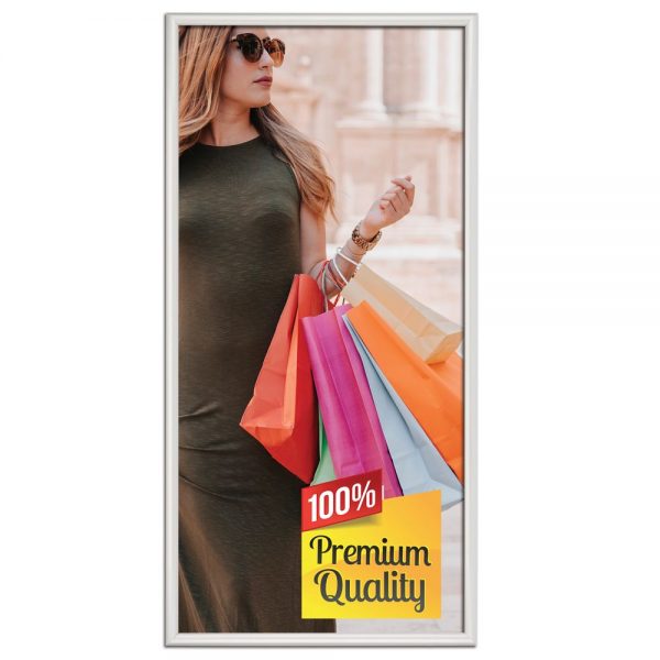 18x36 Snap Poster Frame - 1 inch Silver Mitered Profile