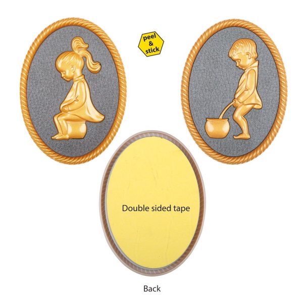 Decorative Restroom Signs Gold Men & Women Set Displays Outlet