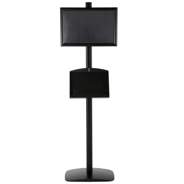 free-standing-stand-in-black-color-with-1-x-11X17-frame-in-portrait-and-landscape-and-2-x-5.5x8.5-clear-pocket-shelf-single-sided-5