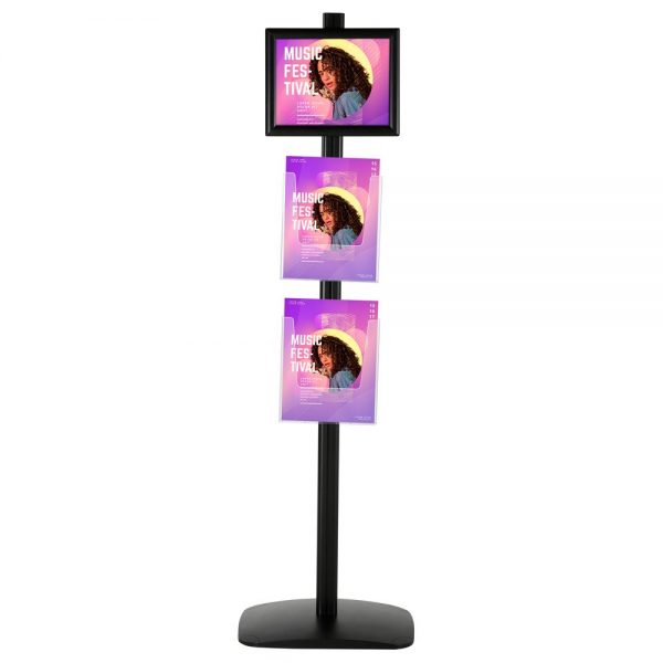 free-standing-stand-in-black-color-with-1-x-8.5X11-frame-in-portrait-and-landscape-and-2-x-8.5x11-clear-pocket-shelf-single-sided-4