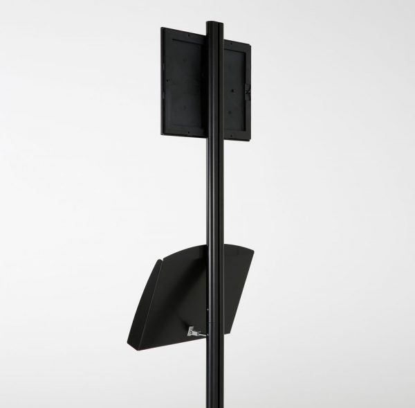 free-standing-stand-in-black-color-with-1-x-8.5x11-frame-in-portrait-and-landscape-and-2-x-5.5x8.5-steel-shelf-single-sided-8
