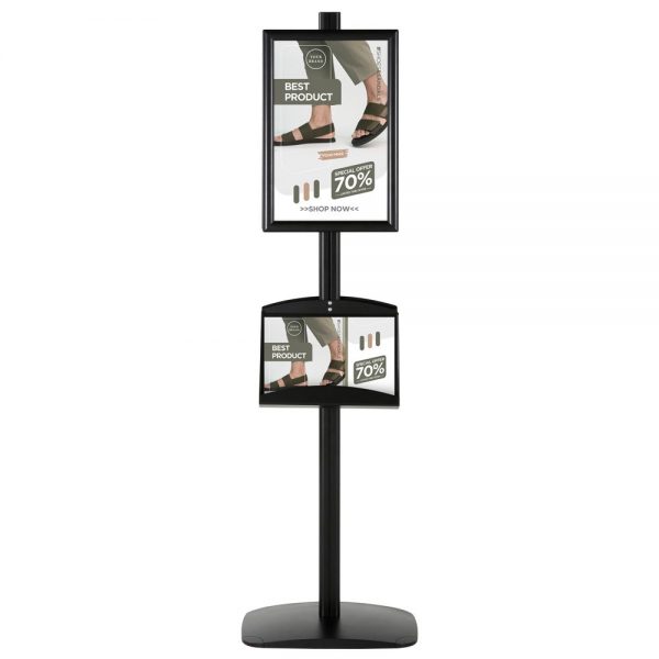 free-standing-stand-in-black-color-with-2-x-11X17-frame-in-portrait-and-landscape-and-2-x-5.5x8.5-steel-shelf-double-sided-4