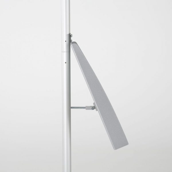free-standing-stand-in-silver-color-with-1-x-11X17-frame-in-portrait-and-landscape-and-1-x-8.5x11-steel-shelf-single-sided