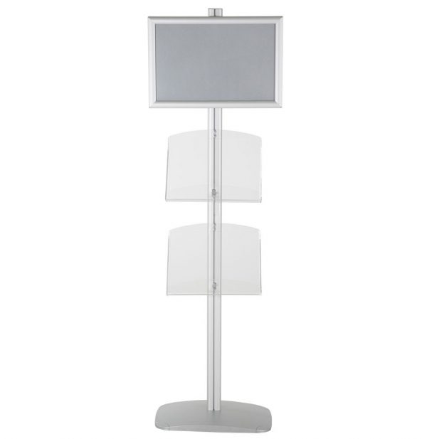 free-standing-stand-in-silver-color-with-1-x-11X17-frame-in-portrait-and-landscape-and-2-x-8.5x11-clear-shelf-in-acrylic-single-sided-5