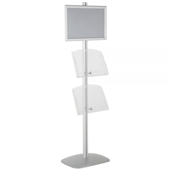 free-standing-stand-in-silver-color-with-1-x-11X17-frame-in-portrait-and-landscape-and-2-x-8.5x11-clear-shelf-in-acrylic-single-sided-6