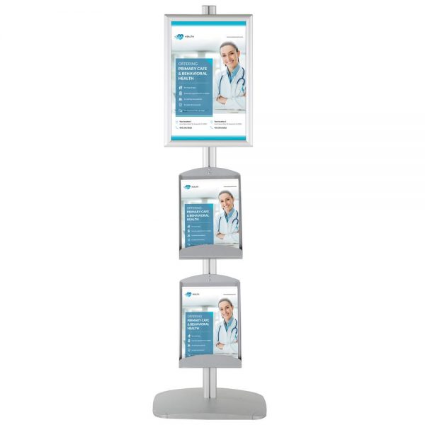 free-standing-stand-in-silver-color-with-1-x-11X17-frame-in-portrait-and-landscape-and-2-x-8.5x11-steel-shelf-single-sided-4