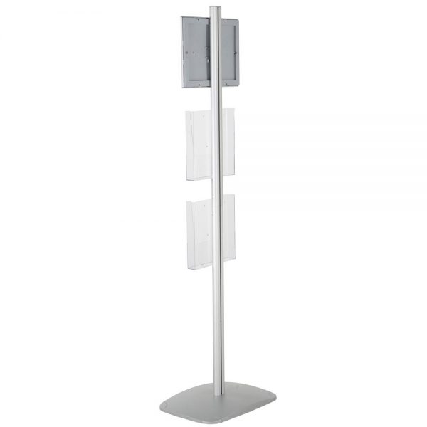 free-standing-stand-in-silver-color-with-1-x-11X17-frame-in-portrait-and-landscape-and-2-x-8.5x11-steel-shelf-single-sided-8