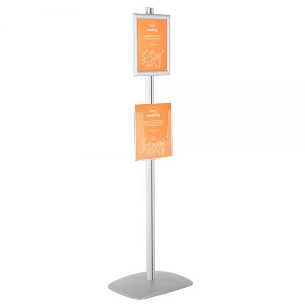 free-standing-stand-in-silver-color-with-1-x-8.5x11-frame-in-portrait-and-landscape-and-1-x-8.5x11-clear-pocket-shelf-single-sided-4
