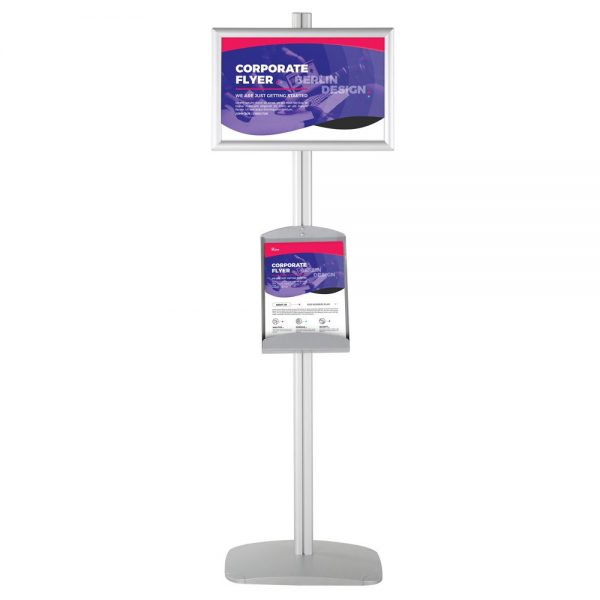 free-standing-stand-in-silver-color-with-2-x-11X17-frame-in-portrait-and-landscape-and-2-x-8.5x11-steel-shelf-double-sided-4