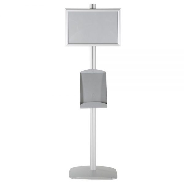 free-standing-stand-in-silver-color-with-2-x-11X17-frame-in-portrait-and-landscape-and-2-x-8.5x11-steel-shelf-double-sided-5