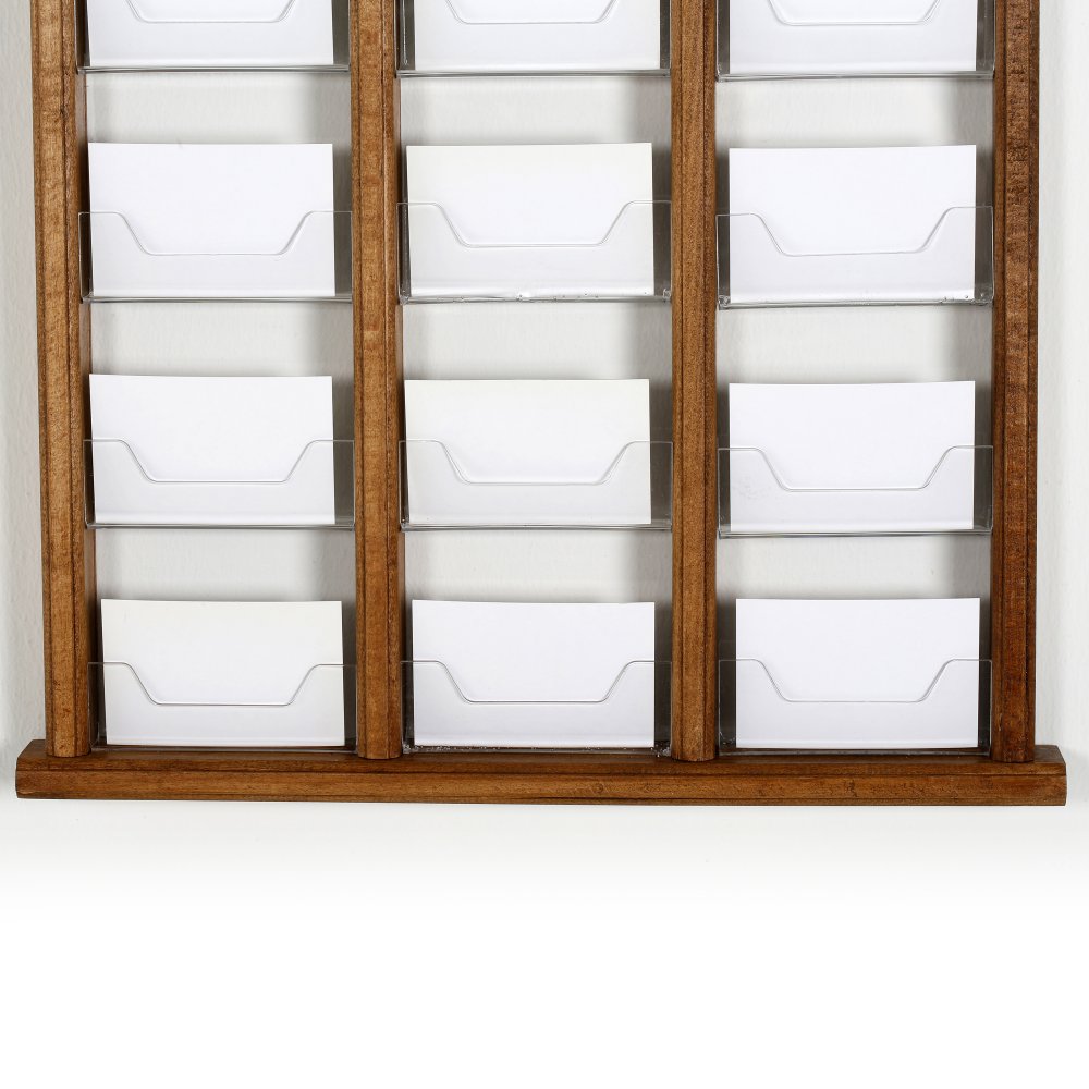 3×5 Wall Mount Wooden Card Holder, 5Tiered, 15 pockets 8.5×11, dark