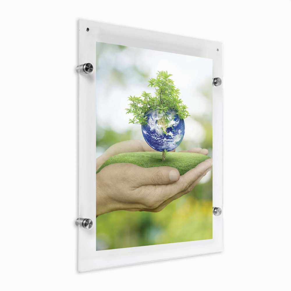WALL MOUNT POSTER PHOTO SIGN HOLDER IN 5MM ACRYLIC PERSPEX WITH FIXINGS