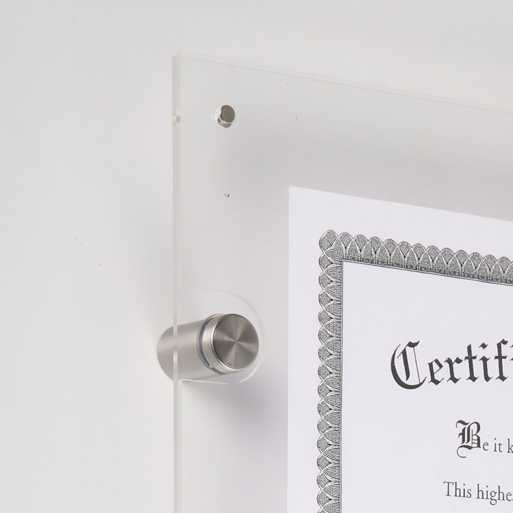 8.5×11 Wall Mount Clear Acrylic Sign Holder & Frame Brushed Silver