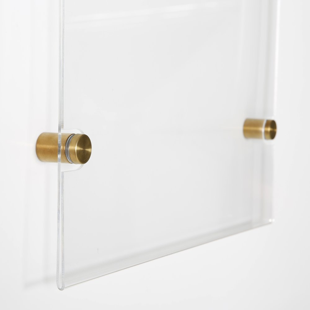 8.5×11 Wall Mount Clear Acrylic Sign Holder & Frame Brushed Gold