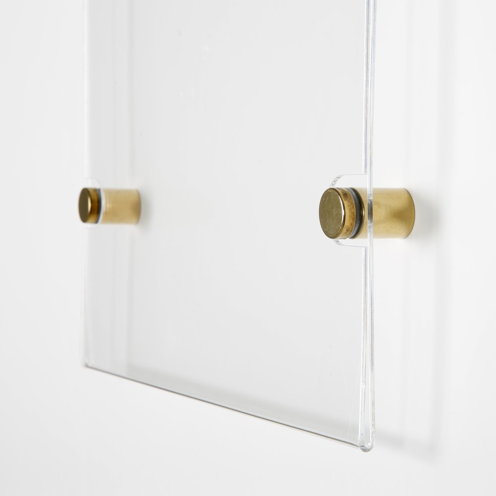 8.5×11 Wall Mount Clear Acrylic Sign Holder & Frame Chrome Gold